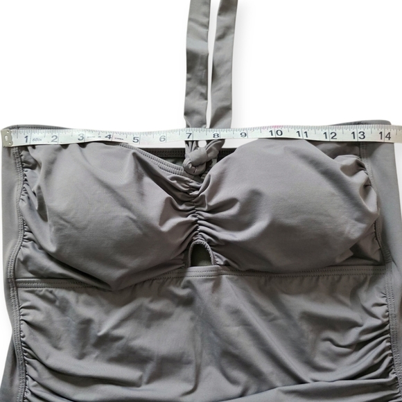 Tommy Bahama Bandeau Halter  One Piece Swimsuit, Gray, Size 16 - Picture 9 of 11